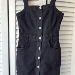 Black Denim Overall Dress by Zara